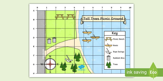 Geography Map Skills Worksheets PDF | Picnic Ground Map