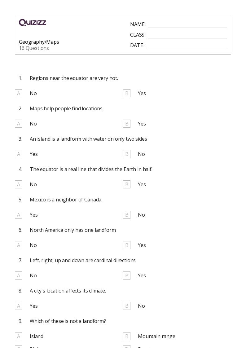 geography maps worksheet 2nd grade