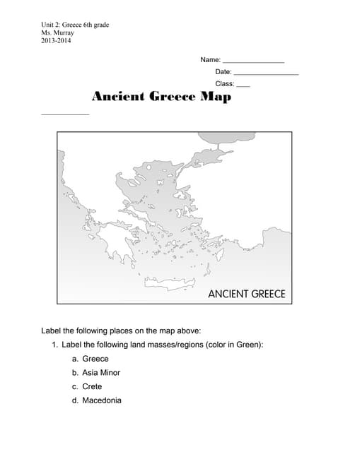 geography of greece worksheet