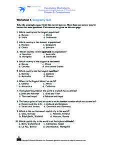 Worksheet 1: Geography Quiz Worksheet for 3rd - 5th Grade | Lesson ...
