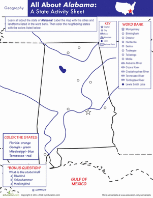Alabama Geography | Worksheet 