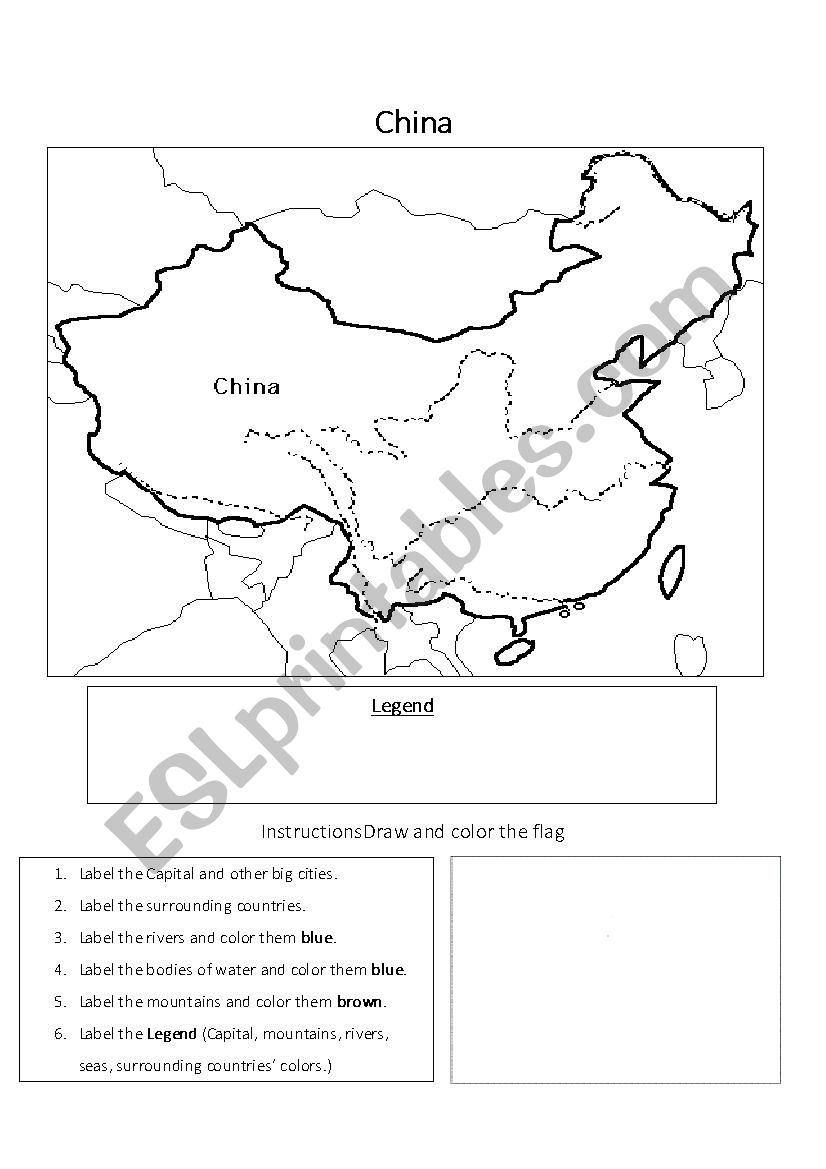 China Geography Worksheet - ESL worksheet by ZePhilosopher