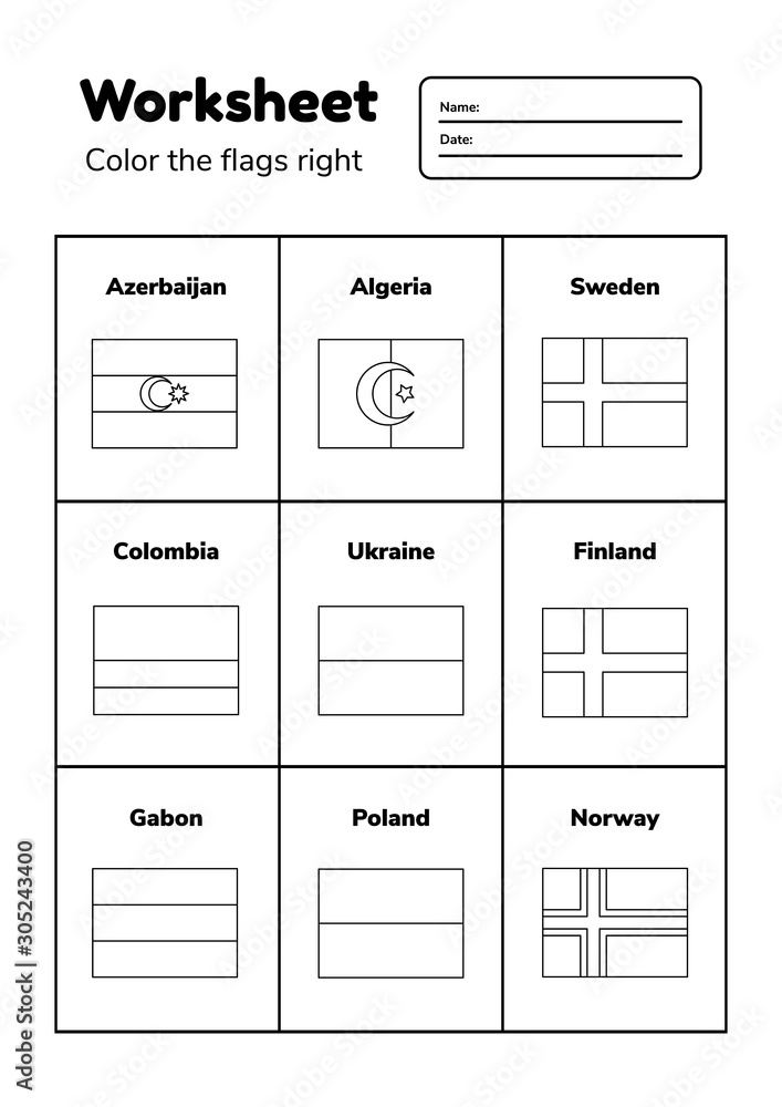 Worksheet on geography for preschool and school kids. Color the ...