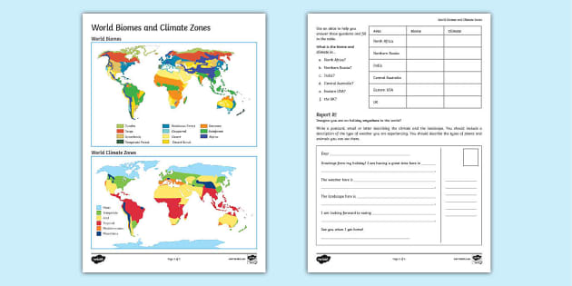 Geography Grade 8 Worksheets PDF | World Climate Zones