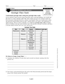Geological Time Scale Worksheet for 9th - 12th Grade | Lesson Planet