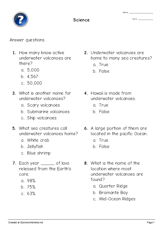 geology worksheet