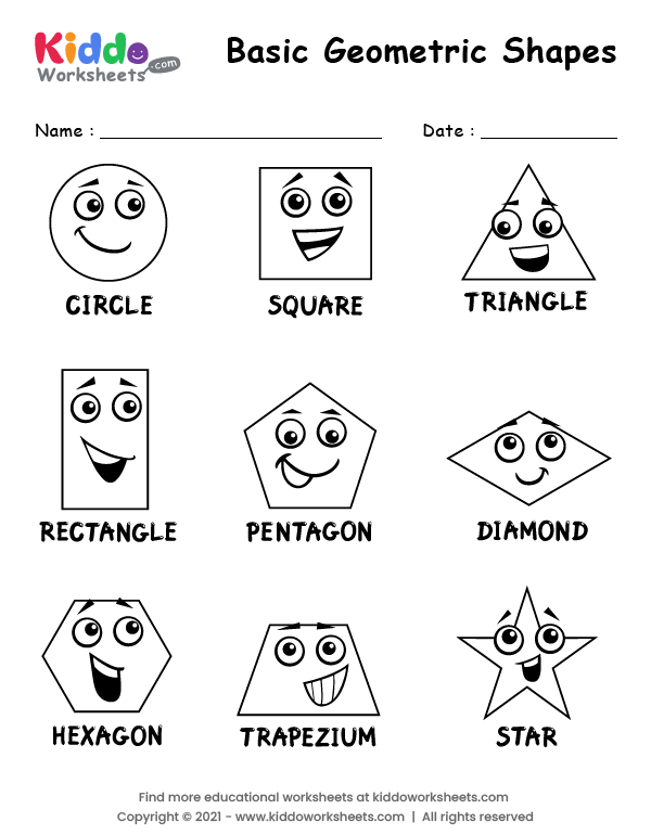 Free Printable Basic Geometric Shapes Worksheet - kiddoworksheets