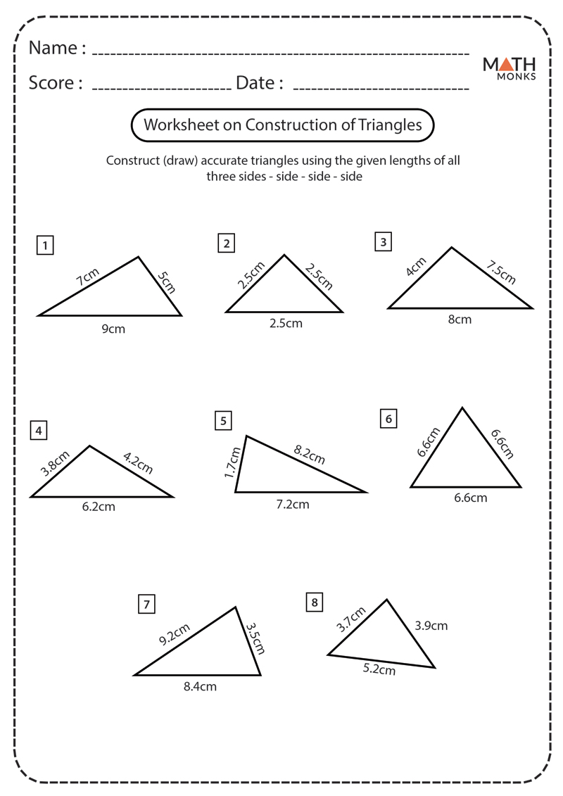 Constructing Triangles Worksheets - Math Monks