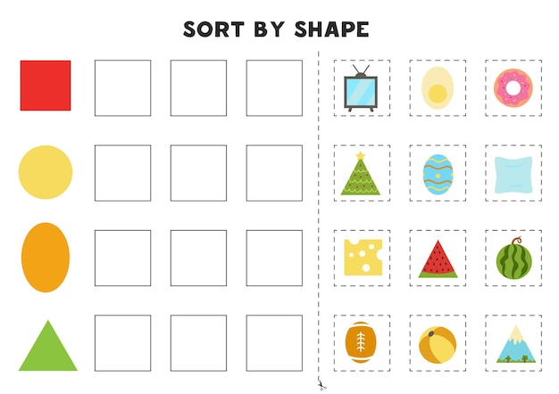 Premium Vector | Match by shapes. Learning basic geometric shapes ...
