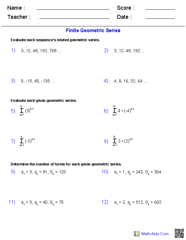 geometric sequences worksheet algebra 1