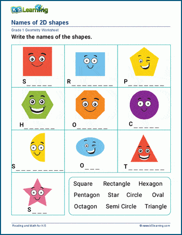 Names of Shapes Worksheets | Worsheets library