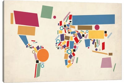 Geometric World Map (Abstract) Canvas Art | Michael Tompsett ...