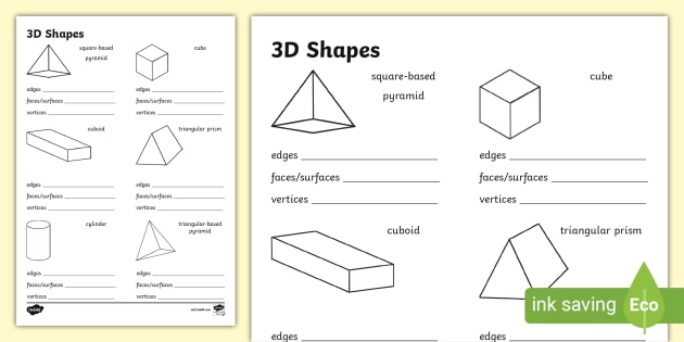 geometry 3d shapes worksheet