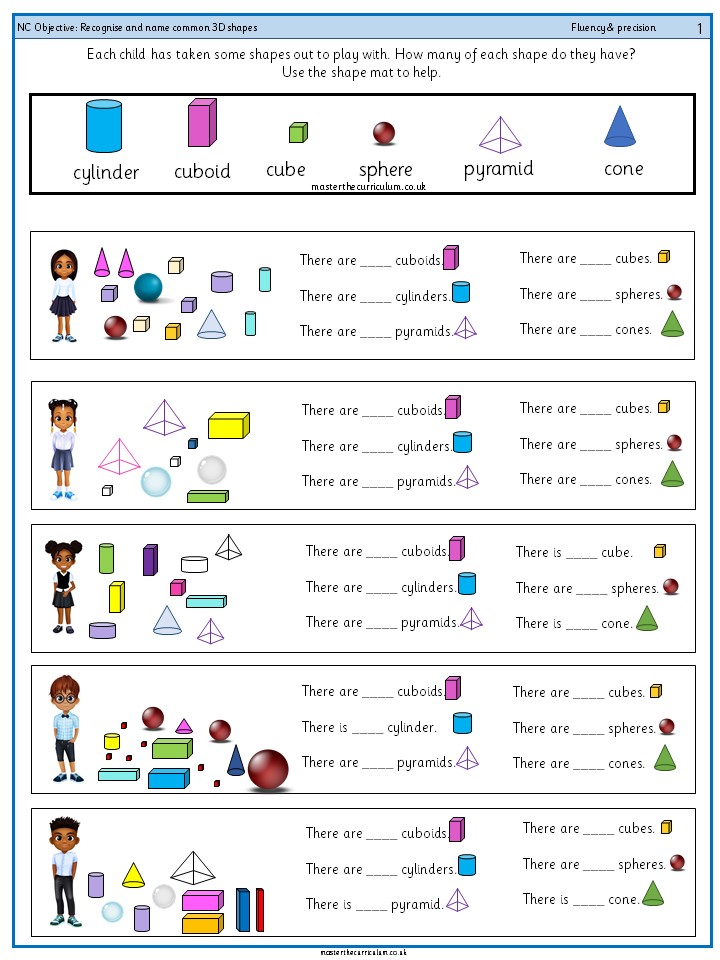 Year 1 Free Geometry Resources Recognise and name common 3D shapes ...