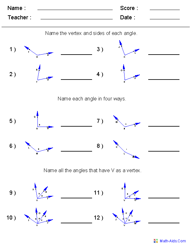 Geometry Worksheets | Angles Worksheets