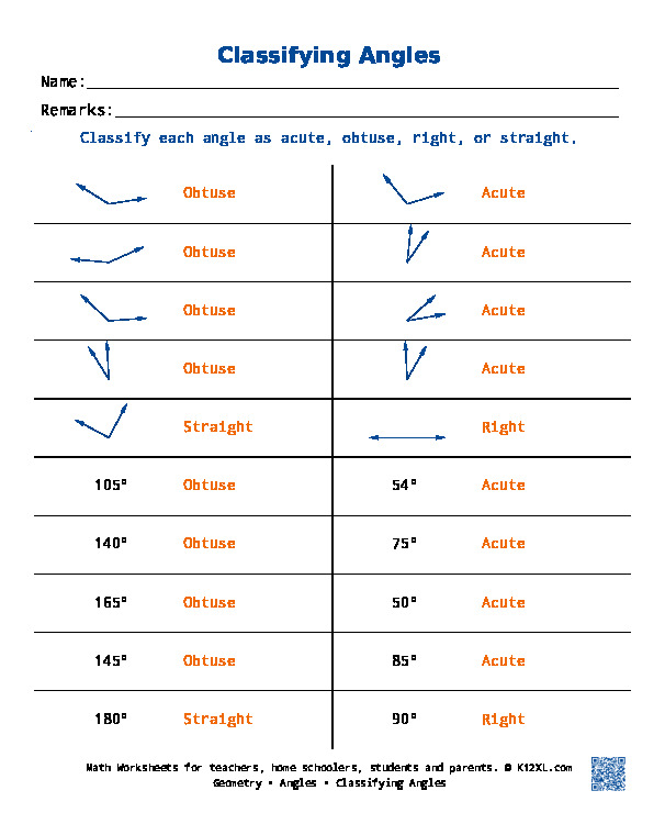 Free Angles worksheets for homeschoolers, students, parents and ...