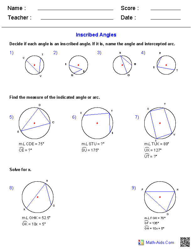 Geometry Worksheets | Angles Worksheets