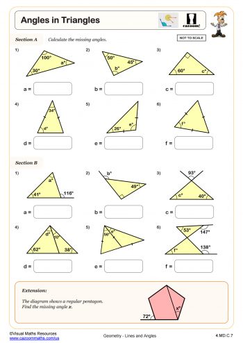 Lines and Angles Worksheet Answers | Common Core Angles Worksheet