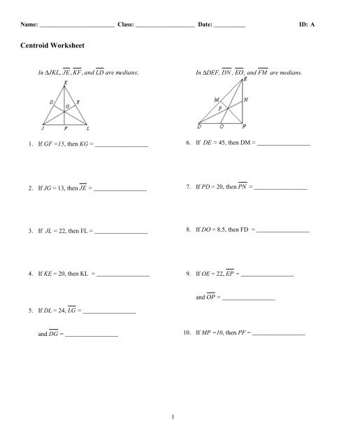 Centroid Worksheet