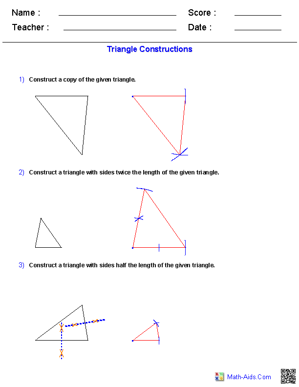 Geometry Worksheets | Constructions Worksheets