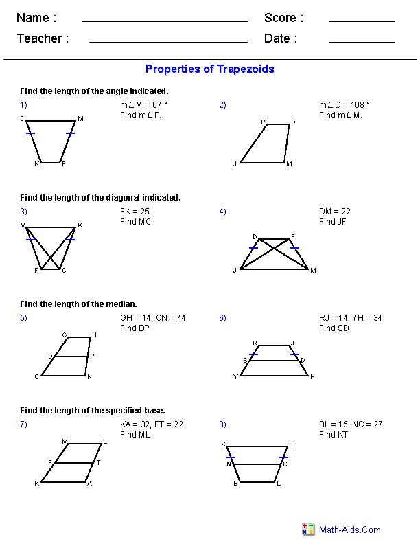 Geometry Worksheets | Quadrilaterals and Polygons Worksheets ...