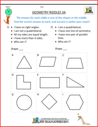 Printable Geometry Worksheets - Riddles
