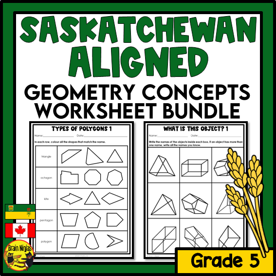 Saskatchewan Aligned Geometry Math Worksheets Bundle | Paper ...