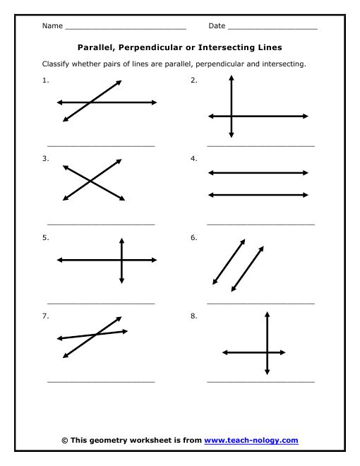 geometry parallel and perpendicular lines worksheet answers