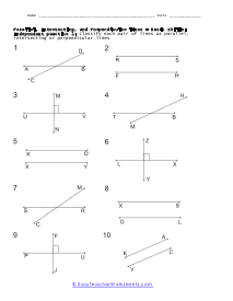 Parallel, Intersecting, and Perpendicular Lines Worksheets