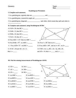 Geometry Parallelogram Worksheet: Complete with ease | airSlate ...