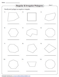 Types of Polygons Worksheets | Classify and Name the Polygons