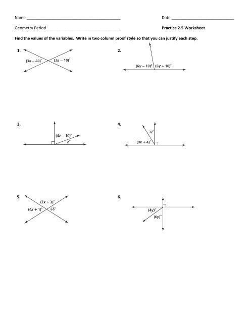 12.13 Geometry 2.5 Worksheet