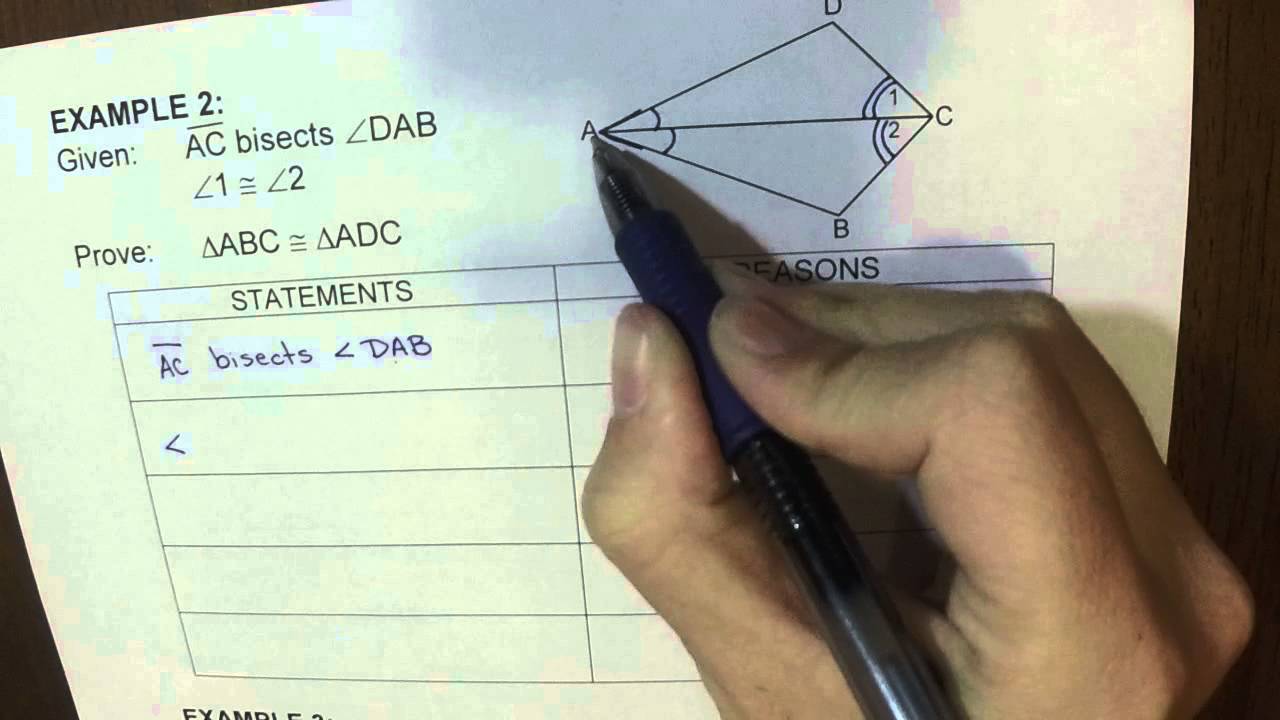 SSS, SAS, ASA to Prove Triangle Congruent (2 Column Proof)