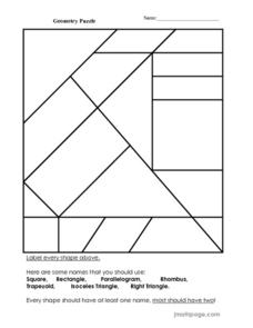 Geometry Puzzle Worksheet for 2nd - 3rd Grade | Lesson Planet