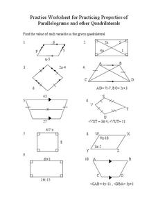geometry quadrilateral review worksheet