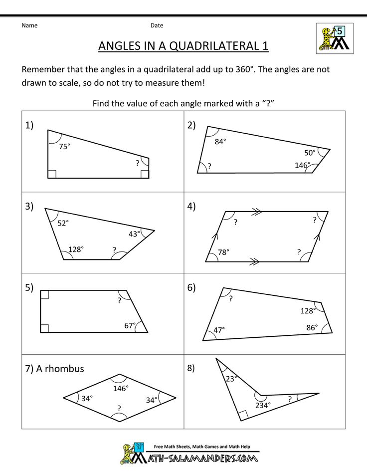 geometry quadrilaterals worksheet