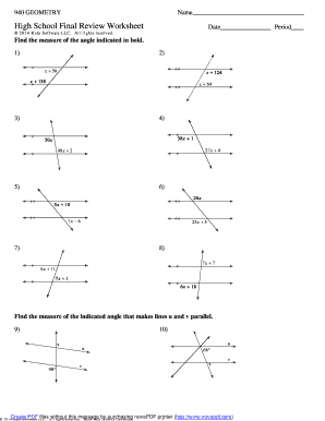 geometry review worksheet high school