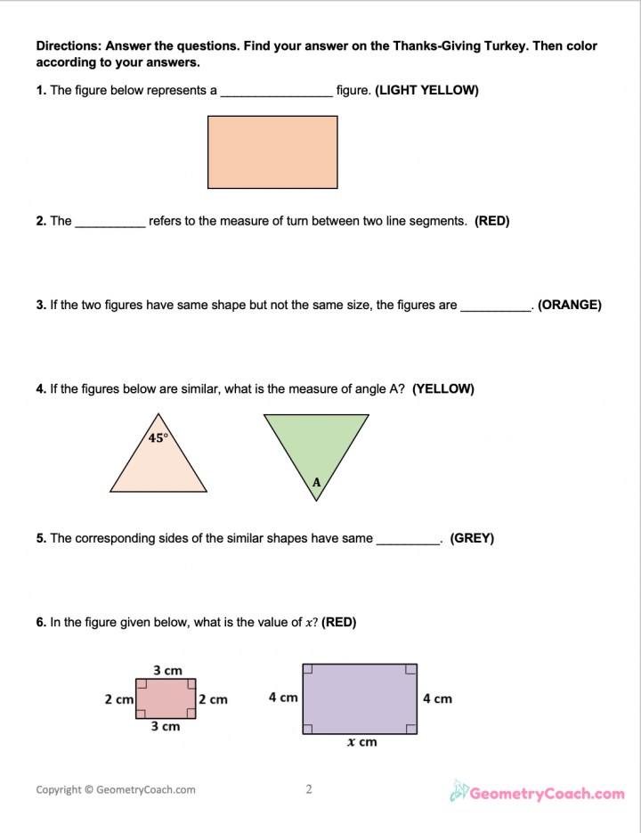 geometry secondary education worksheet 1