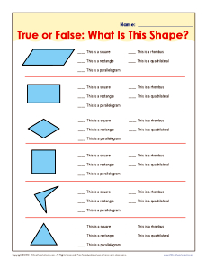 True or False: What Is This Shape? | 5th Grade Geometry Worksheets