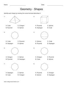 Geometry - Shapes Worksheet for 1st - 2nd Grade | Lesson Planet
