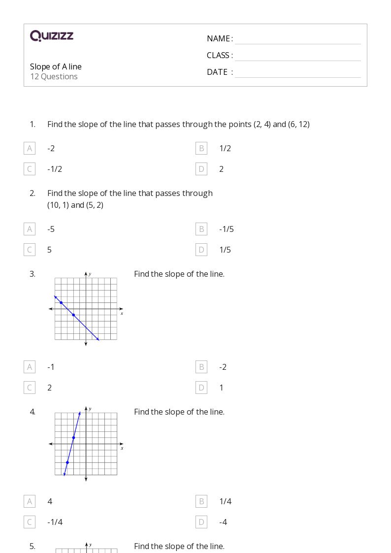 50+ Slope of a Line worksheets for 8th Year on Quizizz | Free ...