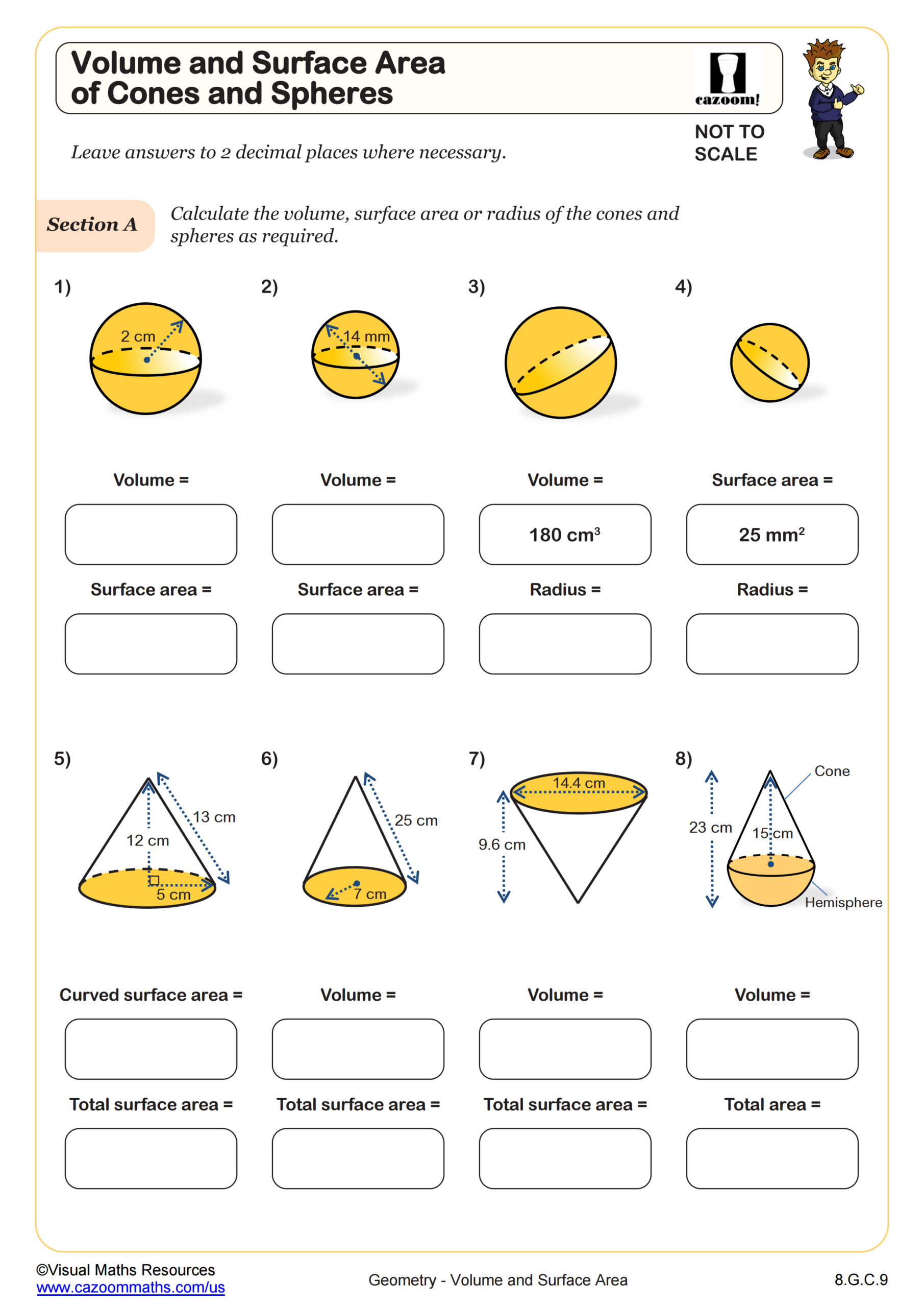 geometry surface area and volume worksheet