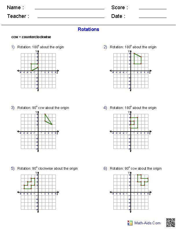geometry transformations worksheet answers