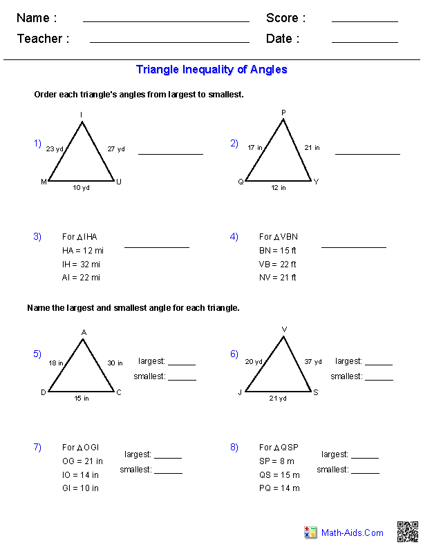 Geometry Worksheets | Triangle Worksheets