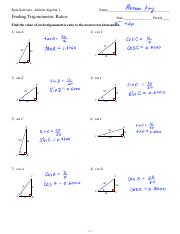 Worksheet Finding Trig Ratios Answer Key .pdf - Answer Kuta ...