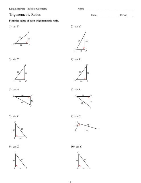 9-Trigonometric Ratios - Kuta Software