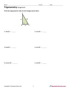 8-3 Assignment Teacher Edition- Trigonometry ⋆ GeometryCoach.com