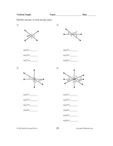 Vertical Angles Lesson Plans &  Worksheets Reviewed by Teachers
