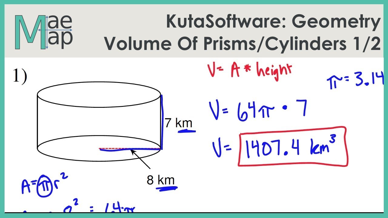 KutaSoftware: Geometry- Volume Of Prisms And Cylinders Part 1