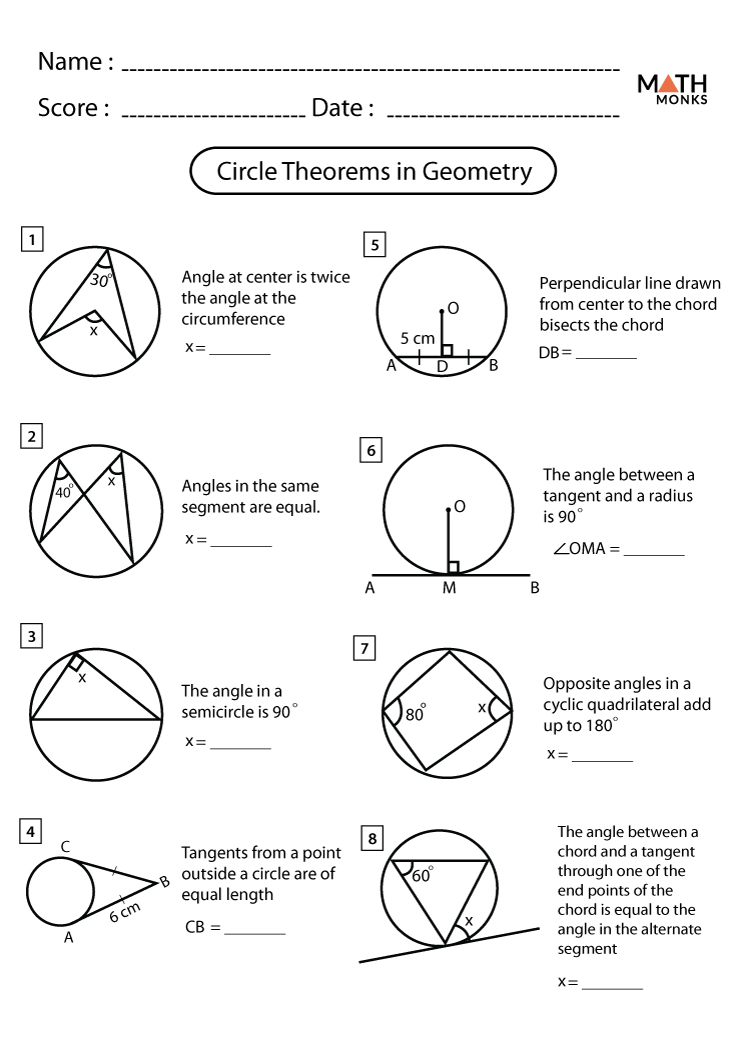 Circle Worksheets - Math Monks